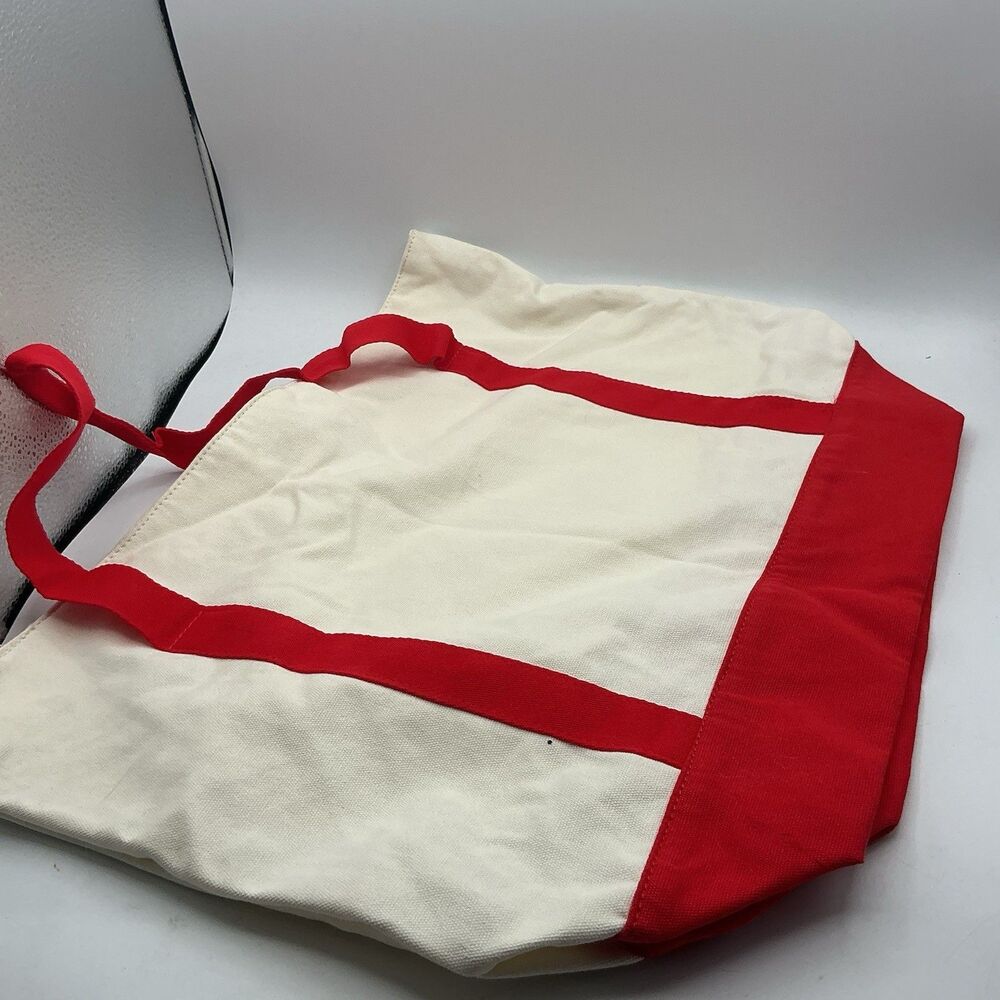 LEGO Logo Red Cream Canvas Tote Bag Reusable Shopping Bag New With Tags - Picture 3 of 6